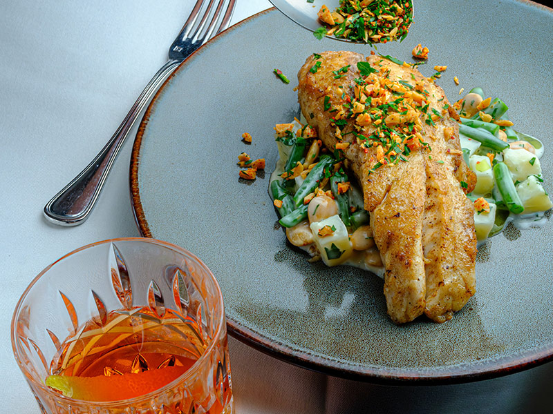 Shrimp dish on green plate