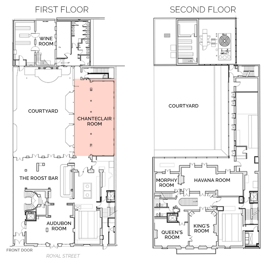 Floorplan showing Chanteclair Room on First Floor