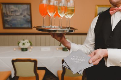 Welcoming guests with cocktails in the Audubon Room
